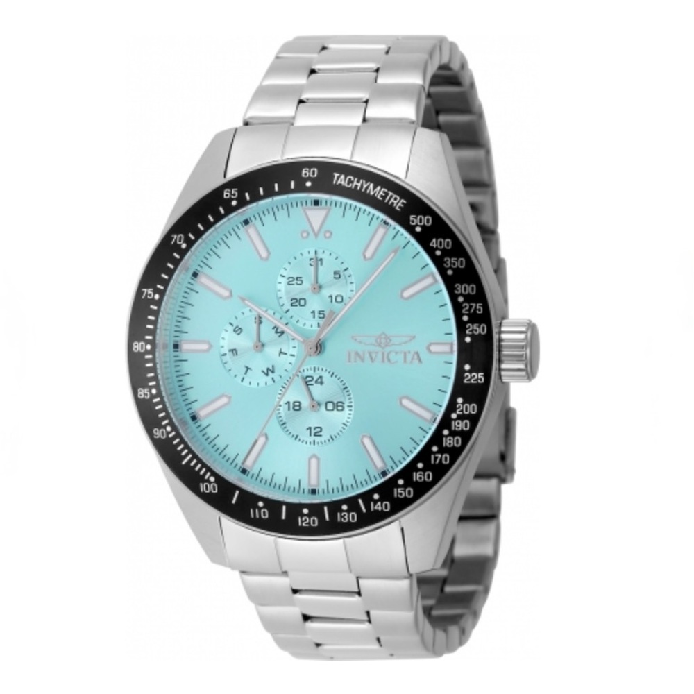 SOLD - Invicta Aviator Silver & Light Blue Watch